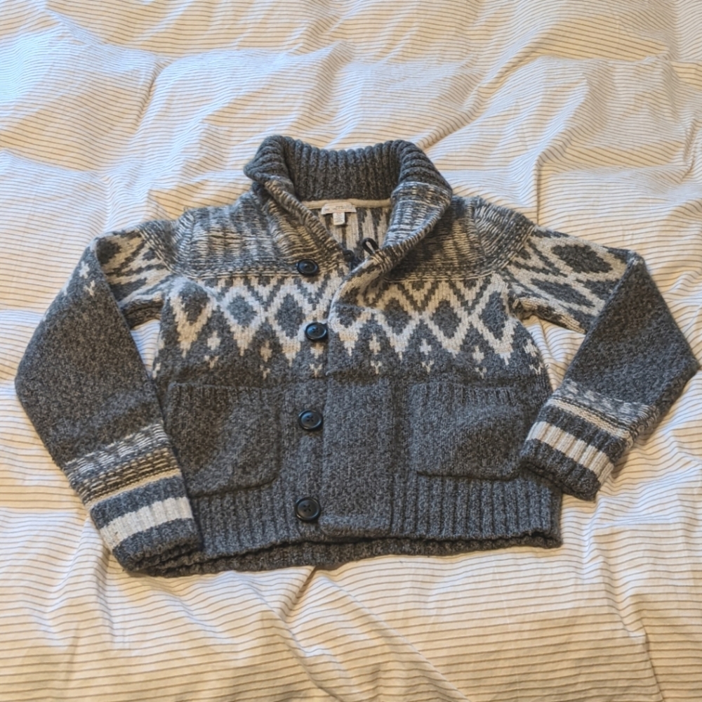 Fair isle style wool-blend cardigan